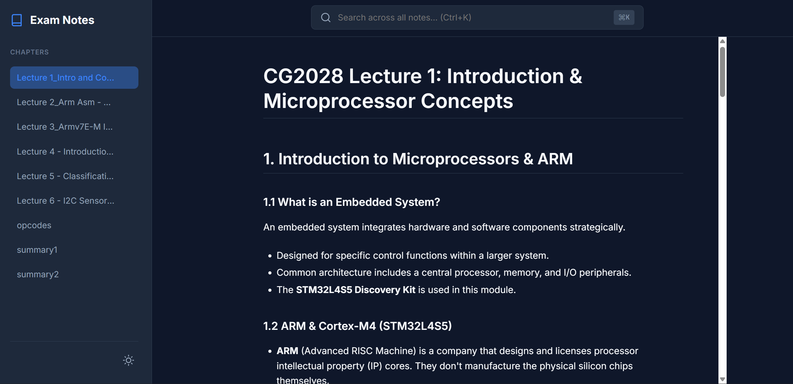 Notes 2 Website Demo
