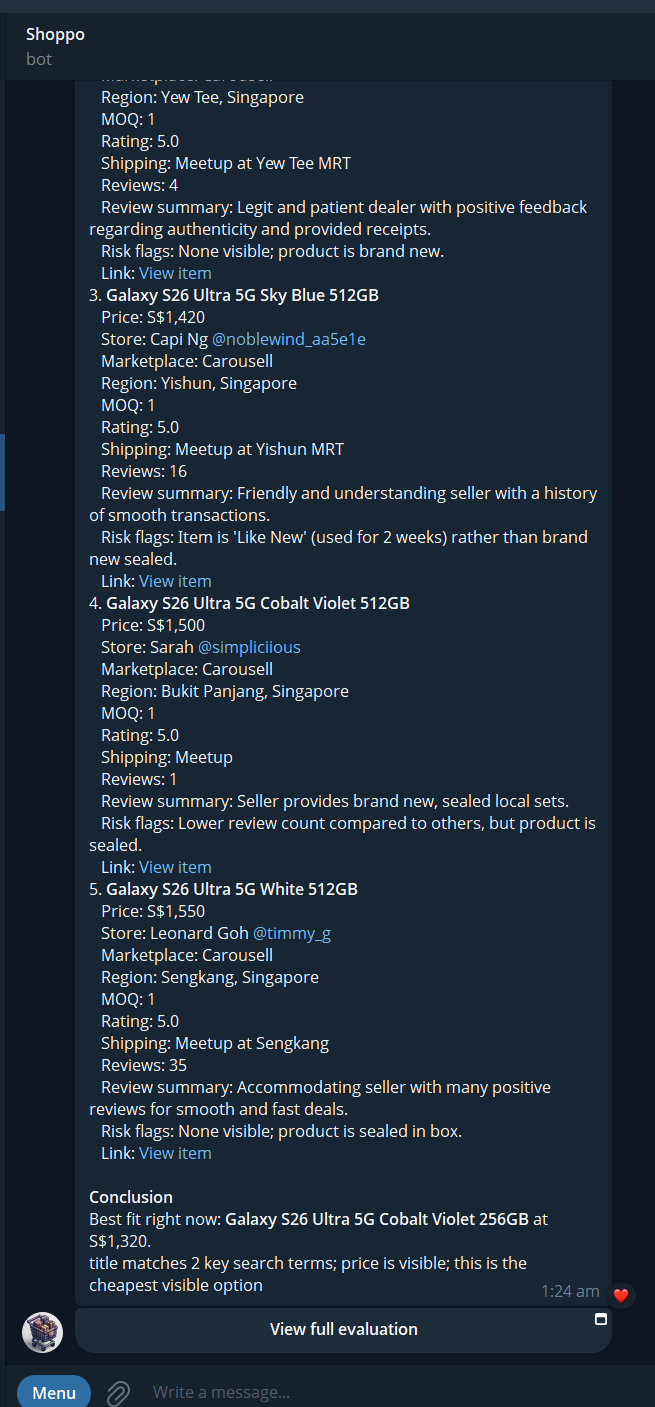 Shoppo summarised evaluation